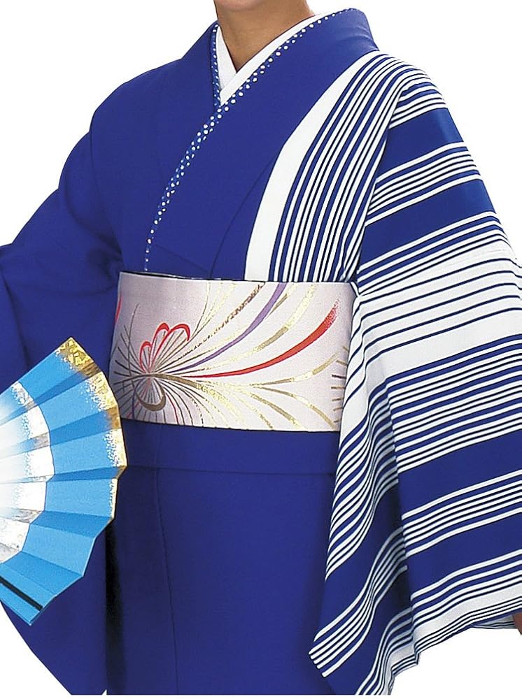 着物　衣装　美品　棒縞　駒絽　シースルー　化繊　単衣　粋　舞踊　大衆演劇　浴衣 n-5363.jpg